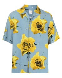 Chemise à manches courtes à fleurs bleu clair Paul Smith