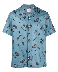 Chemise à manches courtes à fleurs bleu clair PS Paul Smith