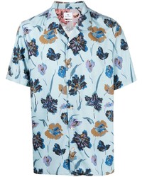 Chemise à manches courtes à fleurs bleu clair PS Paul Smith
