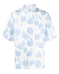 Chemise à manches courtes à fleurs bleu clair Sandro Paris