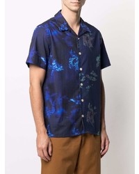 Chemise à manches courtes à fleurs bleu marine PS Paul Smith