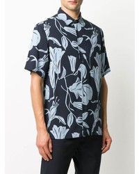 Chemise à manches courtes à fleurs bleu marine Paul Smith