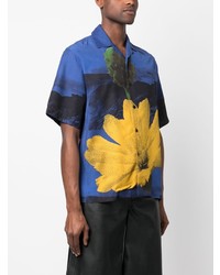Chemise à manches courtes à fleurs bleu marine Oamc