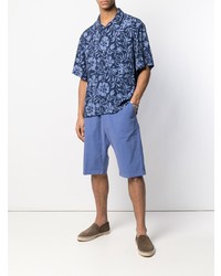 Chemise à manches courtes à fleurs bleu marine Barena