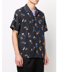 Chemise à manches courtes à fleurs bleu marine PS Paul Smith