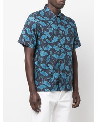 Chemise à manches courtes à fleurs bleu marine PS Paul Smith