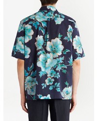 Chemise à manches courtes à fleurs bleu marine Etro