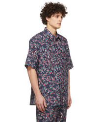 Chemise à manches courtes à fleurs bleu marine Isabel Marant