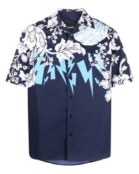 Chemise à manches courtes à fleurs bleu marine Neil Barrett