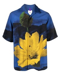 Chemise à manches courtes à fleurs bleu marine Oamc