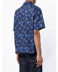 Chemise à manches courtes à fleurs bleu marine Kenzo