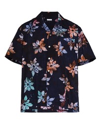 Chemise à manches courtes à fleurs bleu marine Post-Imperial