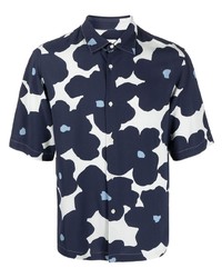 Chemise à manches courtes à fleurs bleu marine Sandro