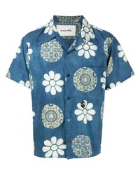 Chemise à manches courtes à fleurs bleu marine Story Mfg.