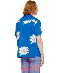 Chemise à manches courtes à fleurs bleue DOUBLE RAINBOUU