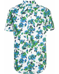Chemise à manches courtes à fleurs bleue
