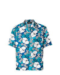 Chemise à manches courtes à fleurs bleue DSQUARED2
