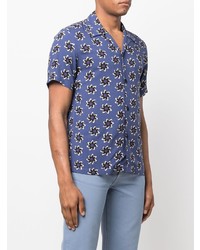 Chemise à manches courtes à fleurs bleue Sandro