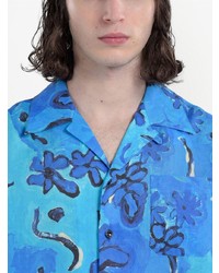 Chemise à manches courtes à fleurs bleue Marni