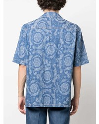 Chemise à manches courtes à fleurs bleue Versace