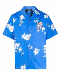 Chemise à manches courtes à fleurs bleue N°21