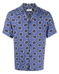 Chemise à manches courtes à fleurs bleue Sandro