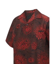 Chemise à manches courtes à fleurs bordeaux Prada