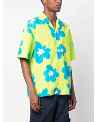 Chemise à manches courtes à fleurs chartreuse Bonsai