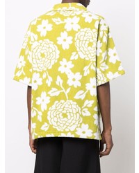 Chemise à manches courtes à fleurs chartreuse Prada