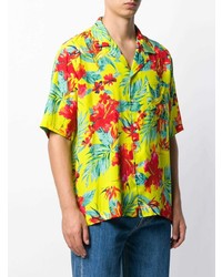 Chemise à manches courtes à fleurs chartreuse Rhude