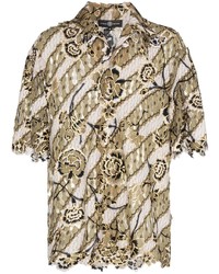 Chemise à manches courtes à fleurs dorée Edward Crutchley