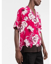Chemise à manches courtes à fleurs fuchsia Valentino