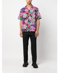 Chemise à manches courtes à fleurs fuchsia Moncler