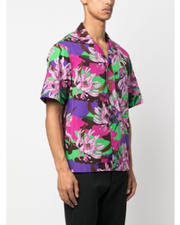 Chemise à manches courtes à fleurs fuchsia Moncler