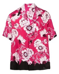 Chemise à manches courtes à fleurs fuchsia Valentino
