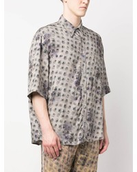 Chemise à manches courtes à fleurs grise Acne Studios