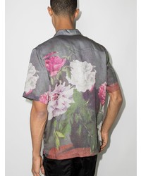 Chemise à manches courtes à fleurs grise Soulland