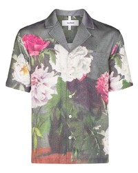 Chemise à manches courtes à fleurs grise Soulland