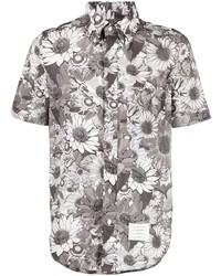 Chemise à manches courtes à fleurs grise Thom Browne