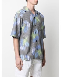Chemise à manches courtes à fleurs grise Kenzo