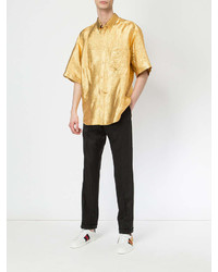Chemise à manches courtes à fleurs jaune Gucci
