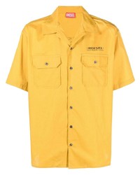 Chemise à manches courtes à fleurs jaune Diesel