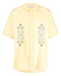 Chemise à manches courtes à fleurs jaune Drôle De Monsieur