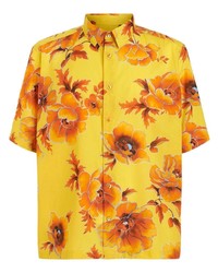 Chemise à manches courtes à fleurs jaune Etro