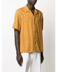 Chemise à manches courtes à fleurs jaune Saint Laurent