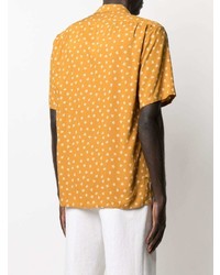 Chemise à manches courtes à fleurs jaune Saint Laurent
