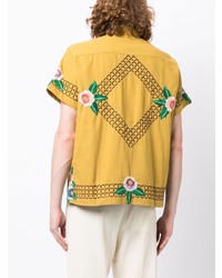 Chemise à manches courtes à fleurs jaune Bode