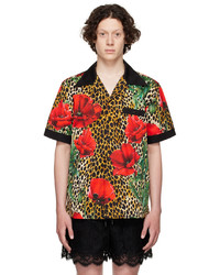 Chemise à manches courtes à fleurs marron clair Dolce & Gabbana