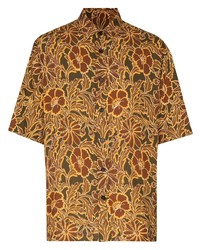 Chemise à manches courtes à fleurs marron clair Nanushka