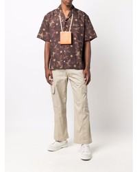 Chemise à manches courtes à fleurs marron foncé Jacquemus